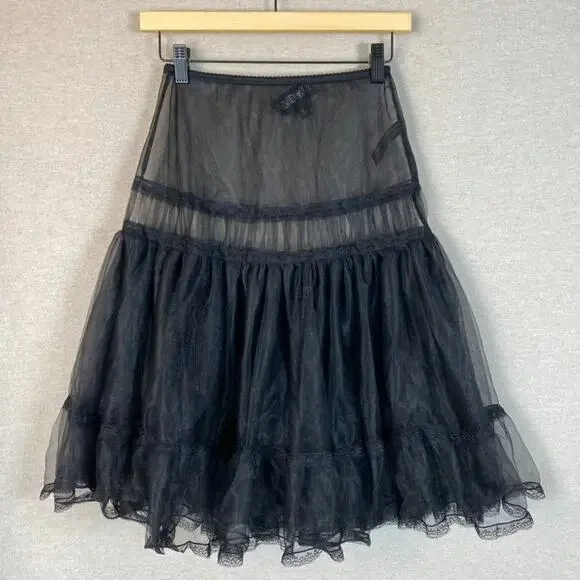 Widow Womens Sheer Mesh Midi Skirt Size M Goth Grunge Vampy Witchy Shadow Kiss - Picture 1 of 10